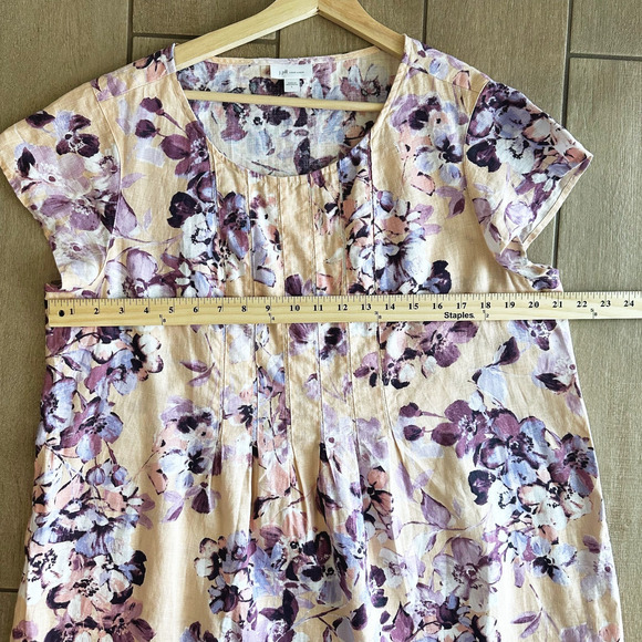 J Jill Womens Floral 100% Linen Dress Large Pockets Coatal Beachy Breathable - Picture 8 of 9